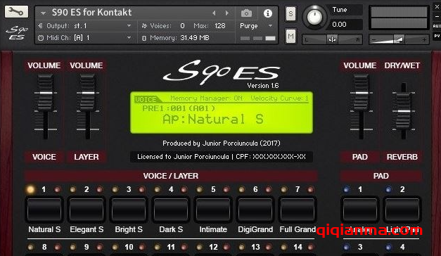 Júnior Porciúncula Yamaha S90 ES v1.6 KONTAKT雅马哈键盘音源