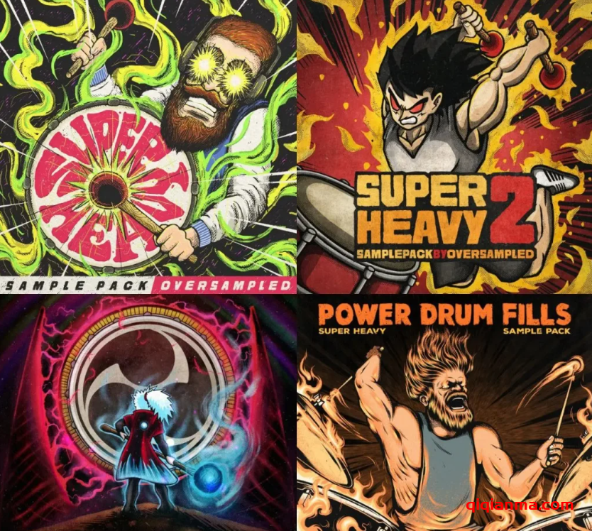 [4个EDM多风格鼓声采样包合集]Oversampled – Super Heavy All Super Heavy Collection [WAV]（1.4GB+）