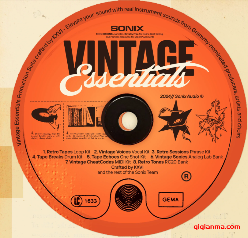 [格莱美复古全新必备套件+复古精通制作课程]Sonix Audio Vintage Essentials [WAV MiDi]（21Gb）