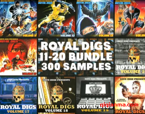 [嘻哈说唱素材包] Dave Zeke Royal Digs Volumes 11-20 BUNDLE (300 Prechopped Samples) [WAV]（753.89MB）