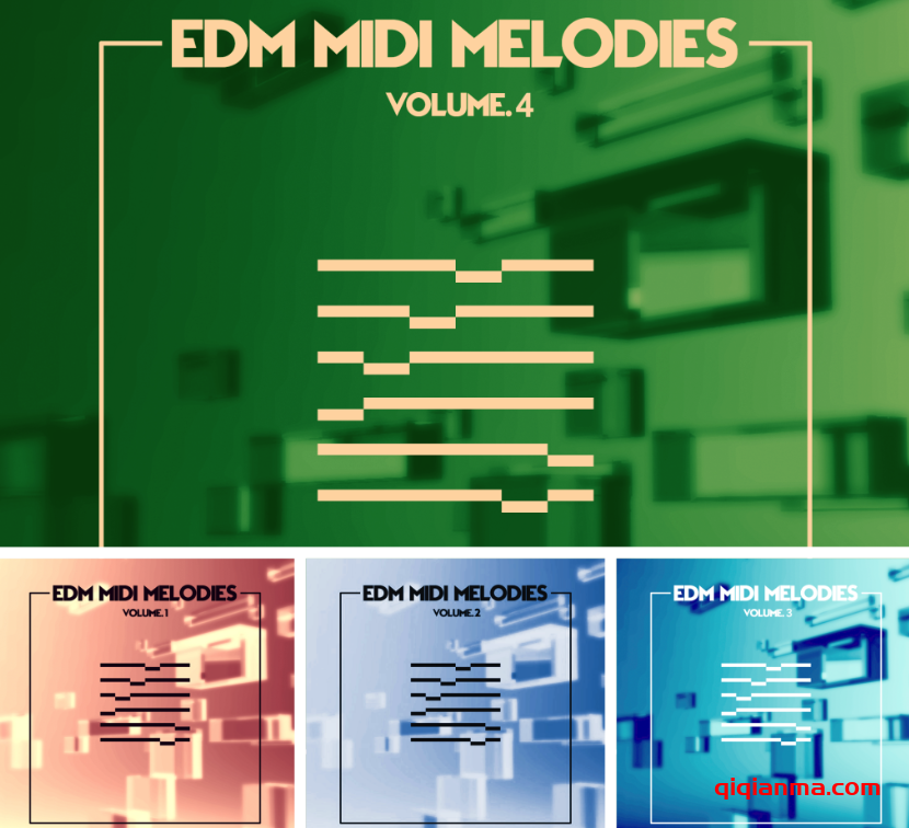 [EDM电子舞曲MiDi素材合集]The Audio Bar EDM MIDI Melodies Vol 1234 [WAV MiDi]（204MB+）