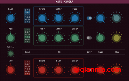 Win+Mac Wasted Audio WSTD M3NGLR v1.1.1 VST-BTCR三频段扭曲失真效果器