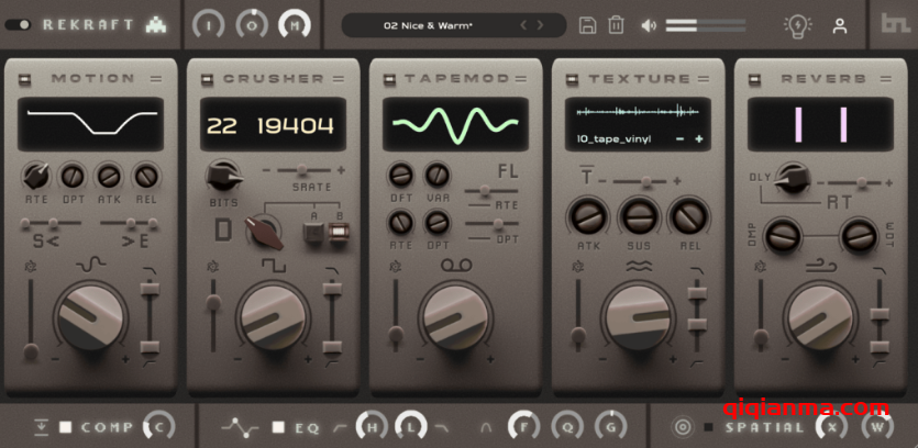 Mac BeatSkillz Rekraft v1.25 U2B-MORiA模块化 Lofi 低保真复古染色效果器